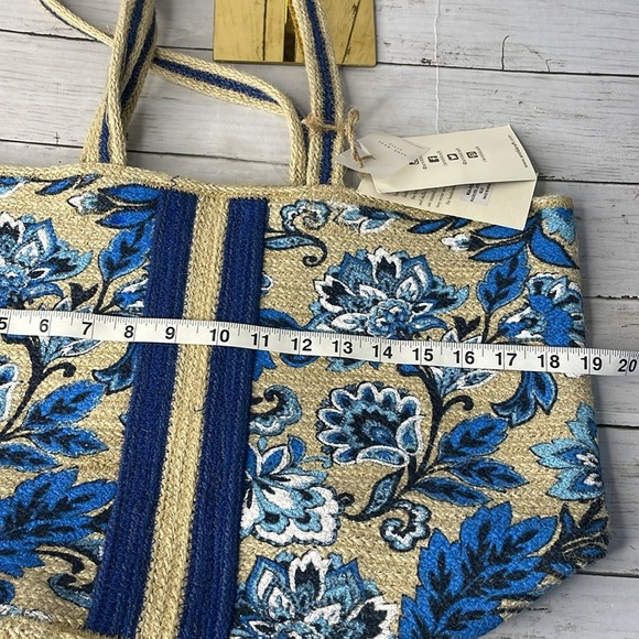 NWT Antik Kraft Jute Handmade Floral Print Tote - Picture 8 of 10